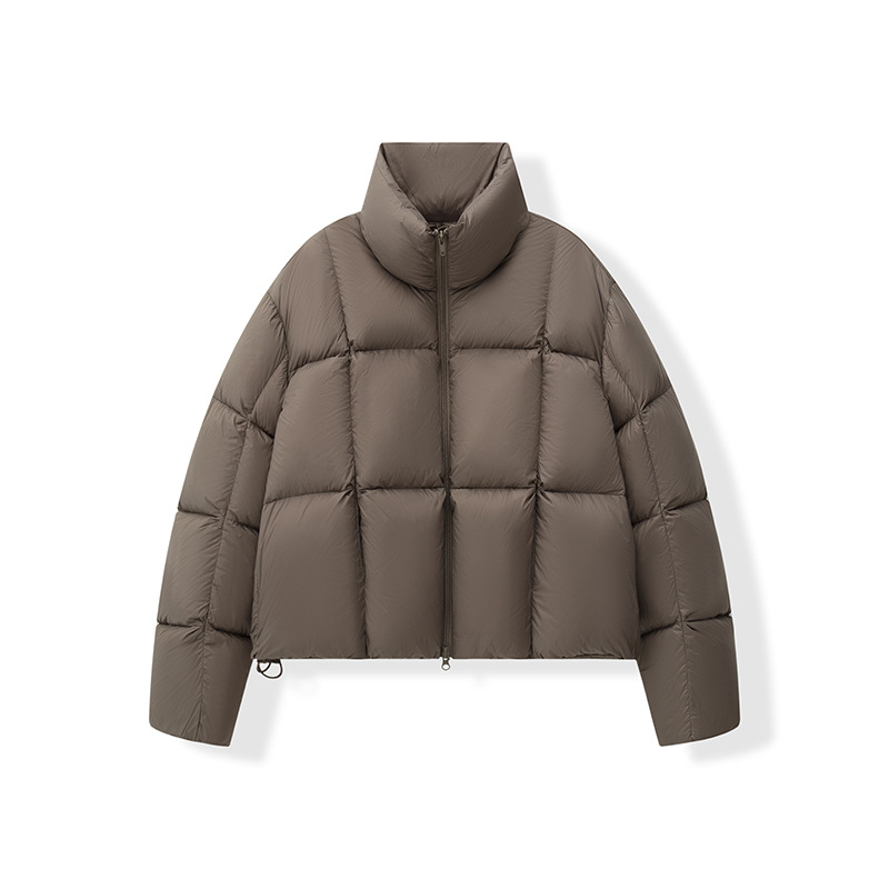 2025 invierno nueva ropa de mujer <unk> simple color sólido de alta resistencia al frío corto cuello vertical chaqueta de plumón