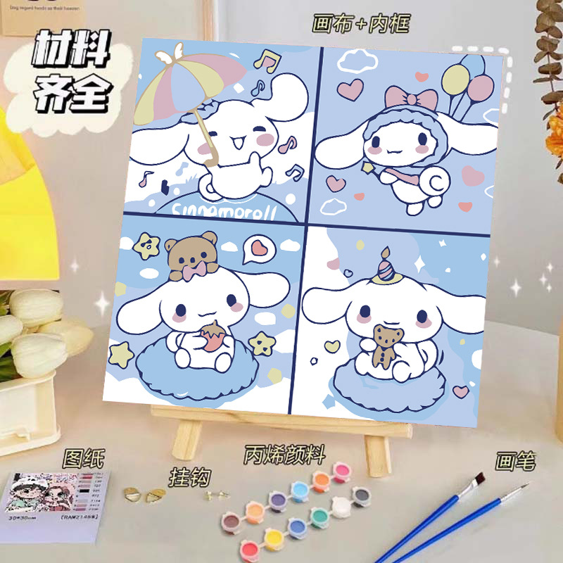 Pintura al óleo digital de bricolaje, dibujos animados para niños, pinturas para colorear hechas a mano, lindos puestos de animación curativos, comercio exterior transfronterizo