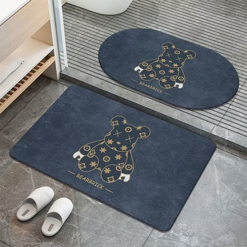 Diatomaceous Earth Bath Mat, Slip-Resistant Bathroom Mat, Modern Minimalist Cartoon Series Bathroom Entrance Soft Rubber Foot Mat