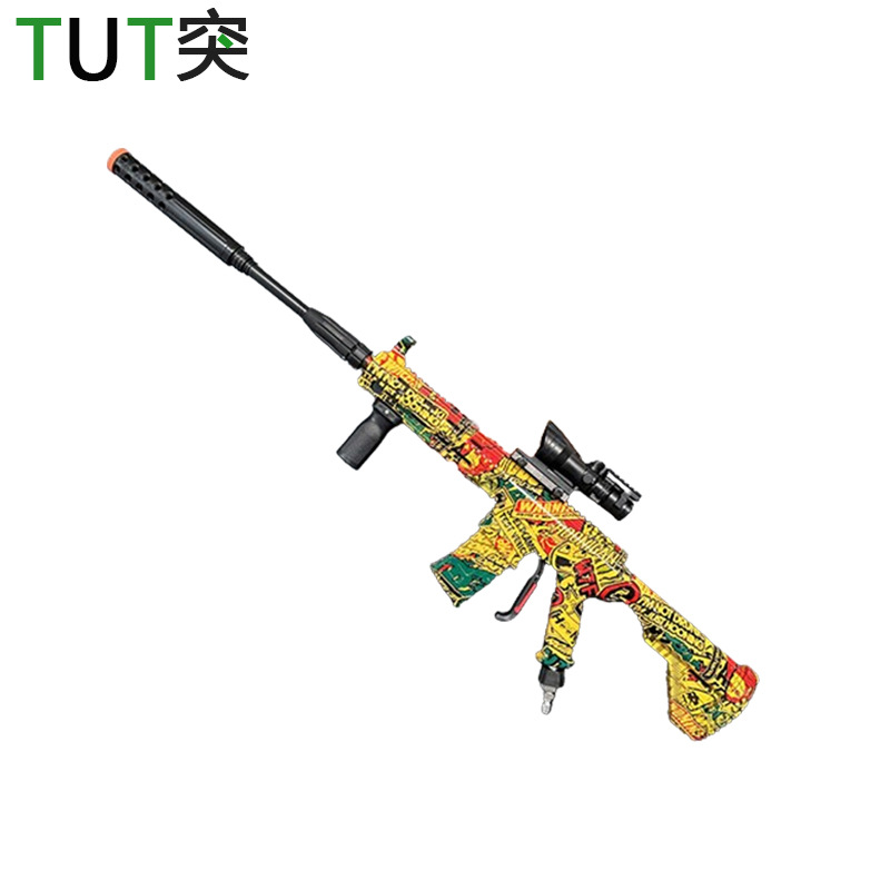 跨境新款洗车水枪M416仿真彩绘枪网红增压泡沫枪喷枪4000psi