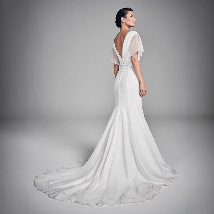 Europa y los Estados Unidos comercio exterior vestido 2024 nuevo vestido de dama de honor reunión anual de boda chiffon V vestido de noche largo vestido de vestido