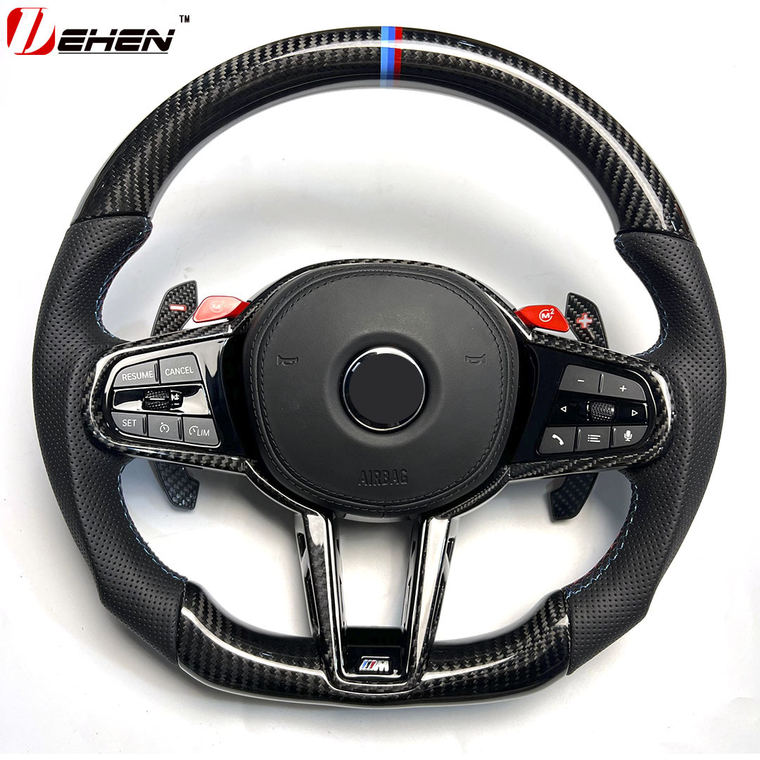 Applicable to BMW G20 G22 G80 G87 M2 M3 M4 old modified new CS real carbon fiber steering wheel assembly