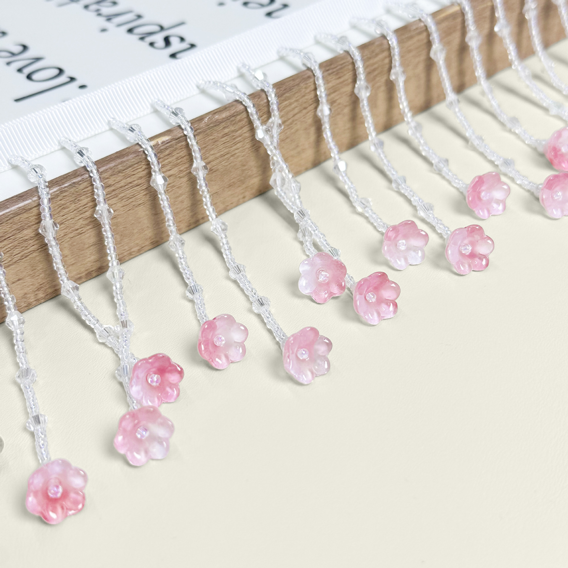 Nuevos productos rosados costurados a mano orquídeas colgante bordilla encaje correa de ropa cortina decoración de iluminación productos semiacabados