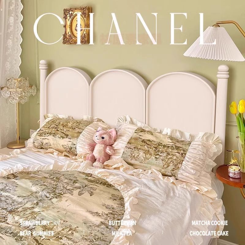 French Solid Wood Bed White Modern Simple Master Bedroom Cream Style Bed Double Bed Retro American Princess Bed Living Room