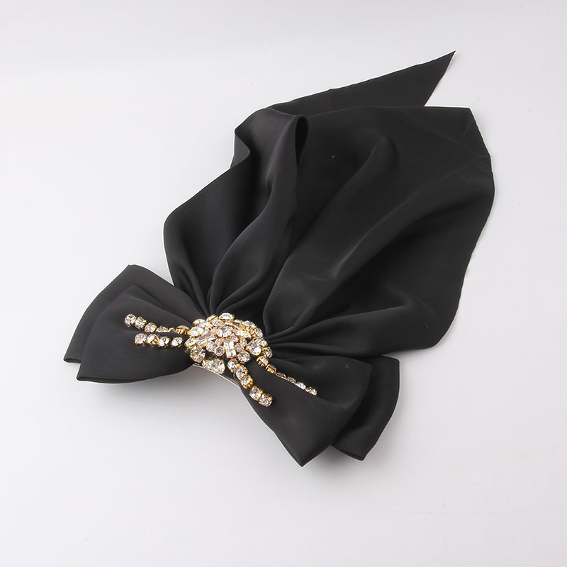 New Fashion Bowknot Long Cloth Inlaid Diamond Hairpin display picture 4