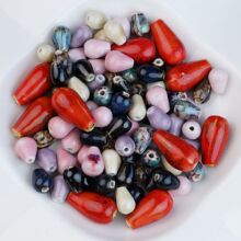 异形雨滴散珠手工DIY饰品景德镇陶瓷手链项链串珠原材料厂家批发