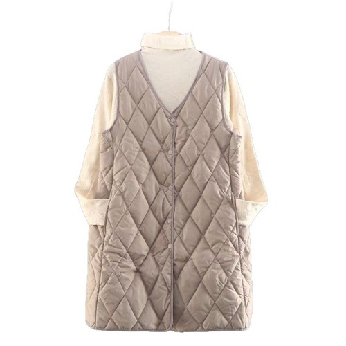 Foreign trade solid-color mid-length slim-fit cotton vest—new spring, autumn, and winter style waistcoat/vest for layering under tops, collarless outerwear.