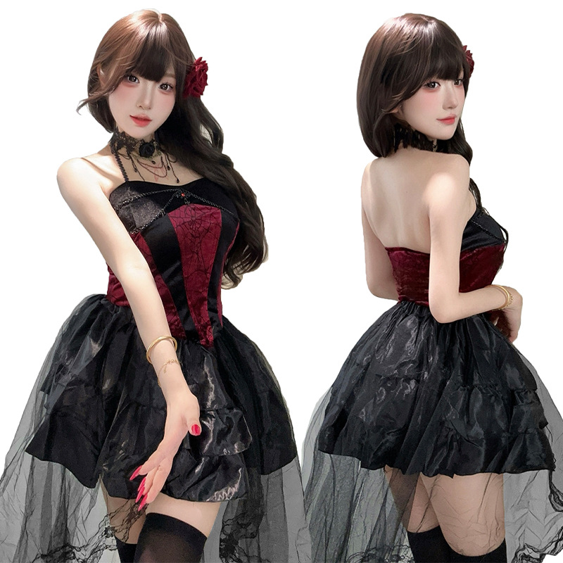 哥特cos服万圣节服装女王吸血鬼服装暗黑哥特式女巫角色扮演COS服