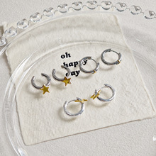 日韩撞色星星四芒星耳扣耳环小众设计甜酷个性简约百搭耳骨夹耳饰