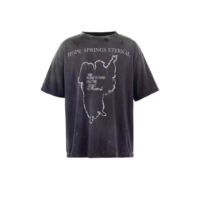 高品質 SAINT MICHAEL ICON ウォッシュ加工 オールド半袖 アメカジ レトロ プリント カップル Tシャツ 男女兼用|undefined