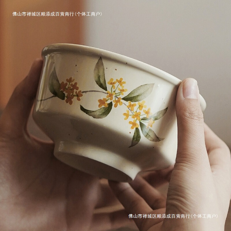 Designer Teng Jiaze's Vintage, Niche, and Aesthetically Pleasing Porcelain Bowl Set with Beautiful Floral Patterns, Dishes, and Plates