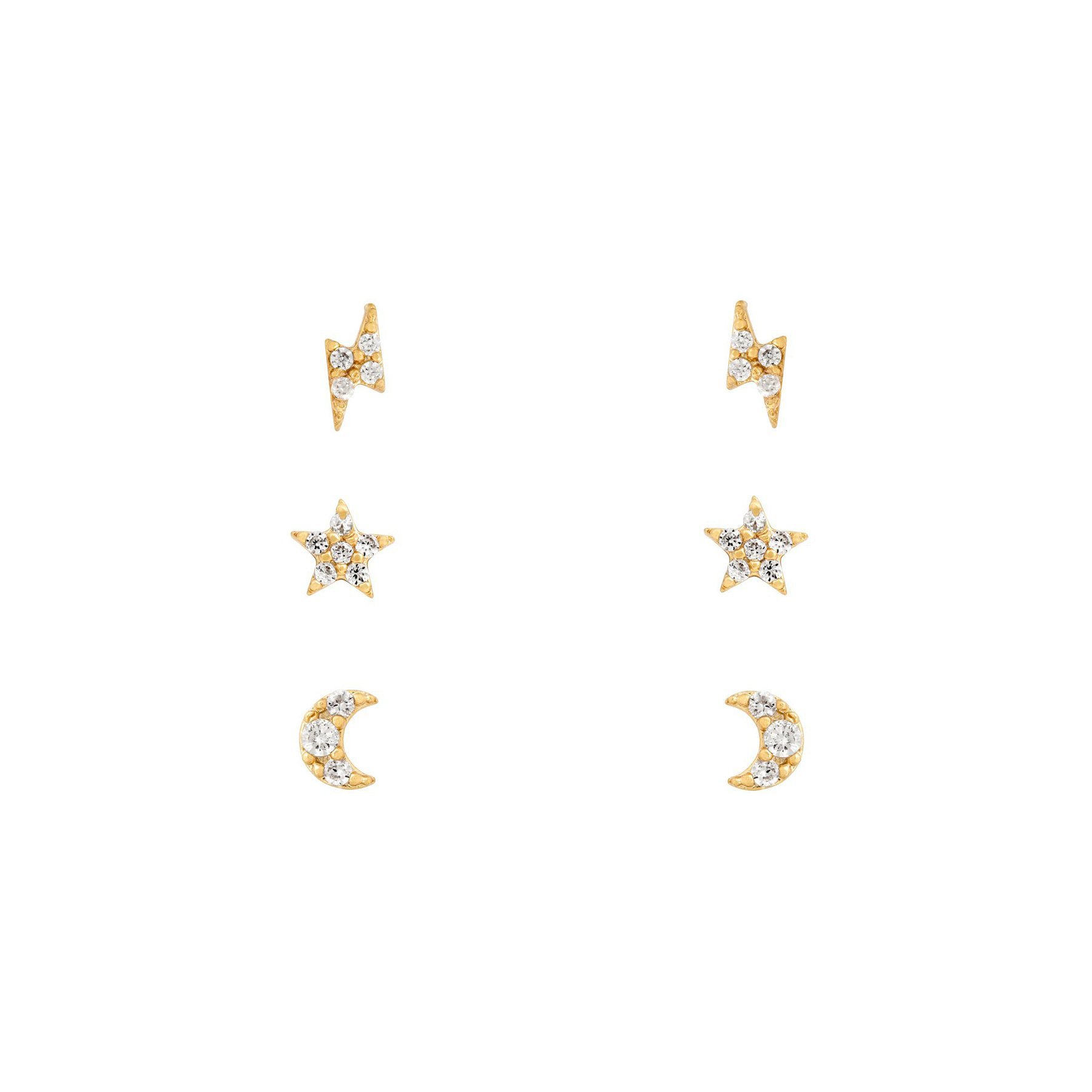 Simple Style Star Moon Lightning Earrings Copper Earrings display picture 4