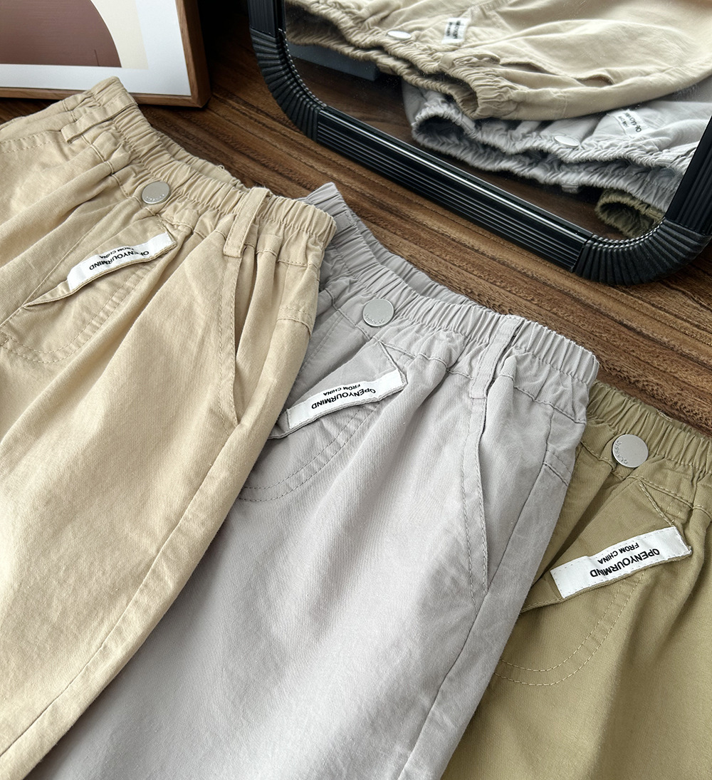 (2개) 어린이 면화 부드러운 캐주얼 바지 반바지 여름 새로운 도착 중형 큰 소년 얇은 통기성 자른 바지