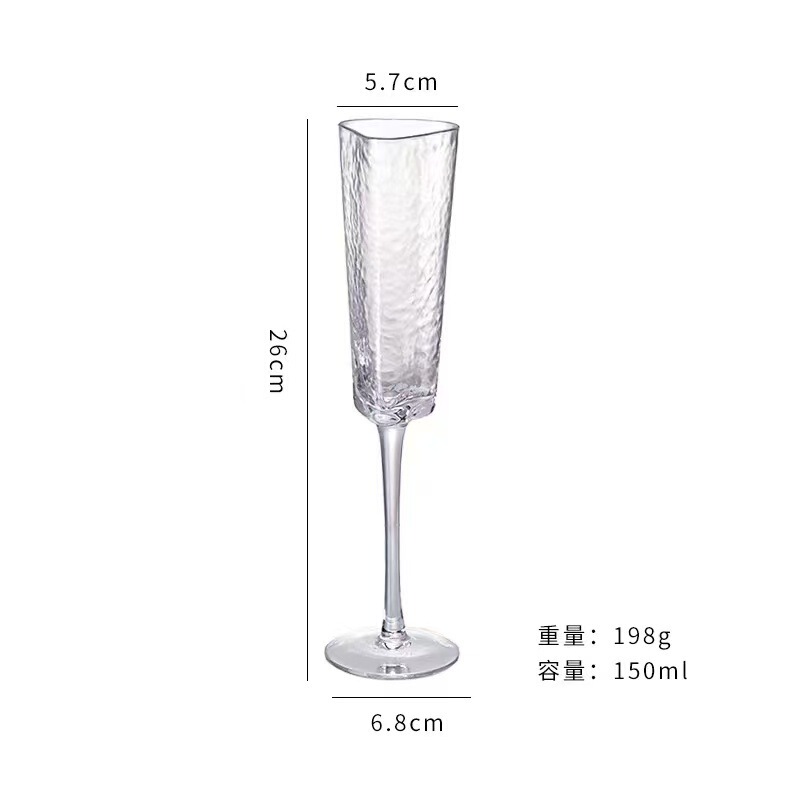 三角金边红酒杯套装家用高脚杯高颜值香槟杯高级感水晶白葡萄酒杯|undefined