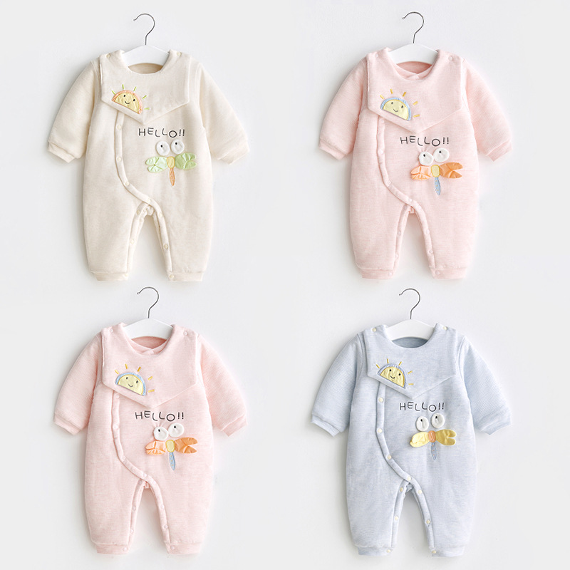 Ropa de bebé recién nacido Primavera, Otoño e Invierno para hombres y mujeres Salida de algodón fino mameluco acolchado traje de bebé recién nacido mono