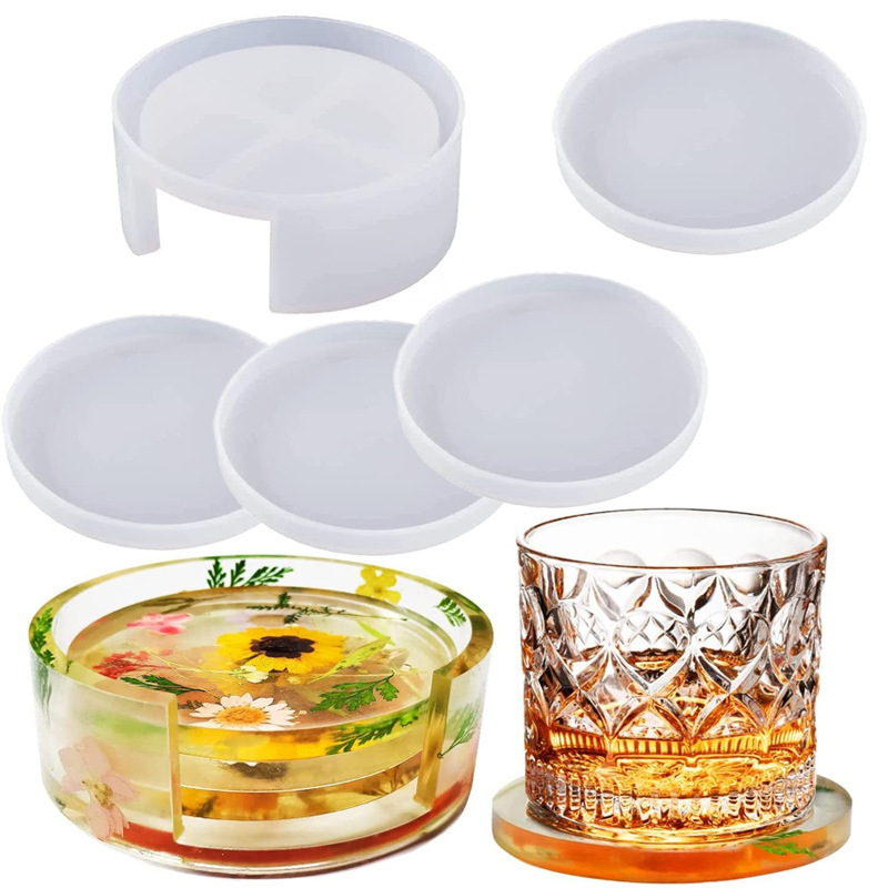 diy廚房杯墊滴膠模具 手工滴膠碟子模具圓形鏡面硅膠模具