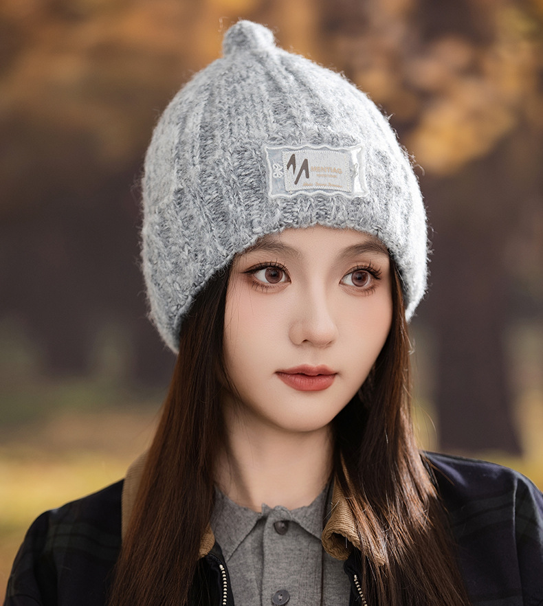 Dames gebreide wollen muts warme wintermuts met oorbescherming_voghion.com