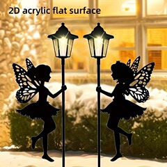 2D Flat Printing，防生锈花园装饰户外路灯下的女孩儿剪影户外装