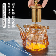 新款玻璃茶壺加厚耐高溫煮茶壺電陶爐燒水壺養生壺茶具銅把提梁壺