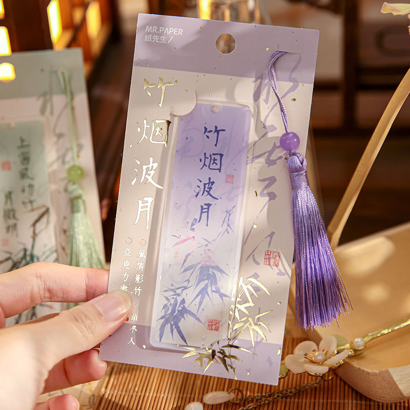 Papel Sr. Antiguo estilo acrílico marcadores de bambú estilo nacional caligrafía estudiantes de lectura acrílico marcadores de lectura