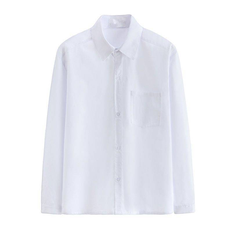 White Shirt for Men, Short-Sleeved, Dk College Style, Long-Sleeved, Loose Fit, Large Size, Student Class Uniform Shirt, Japanese Style Student Class Uniform