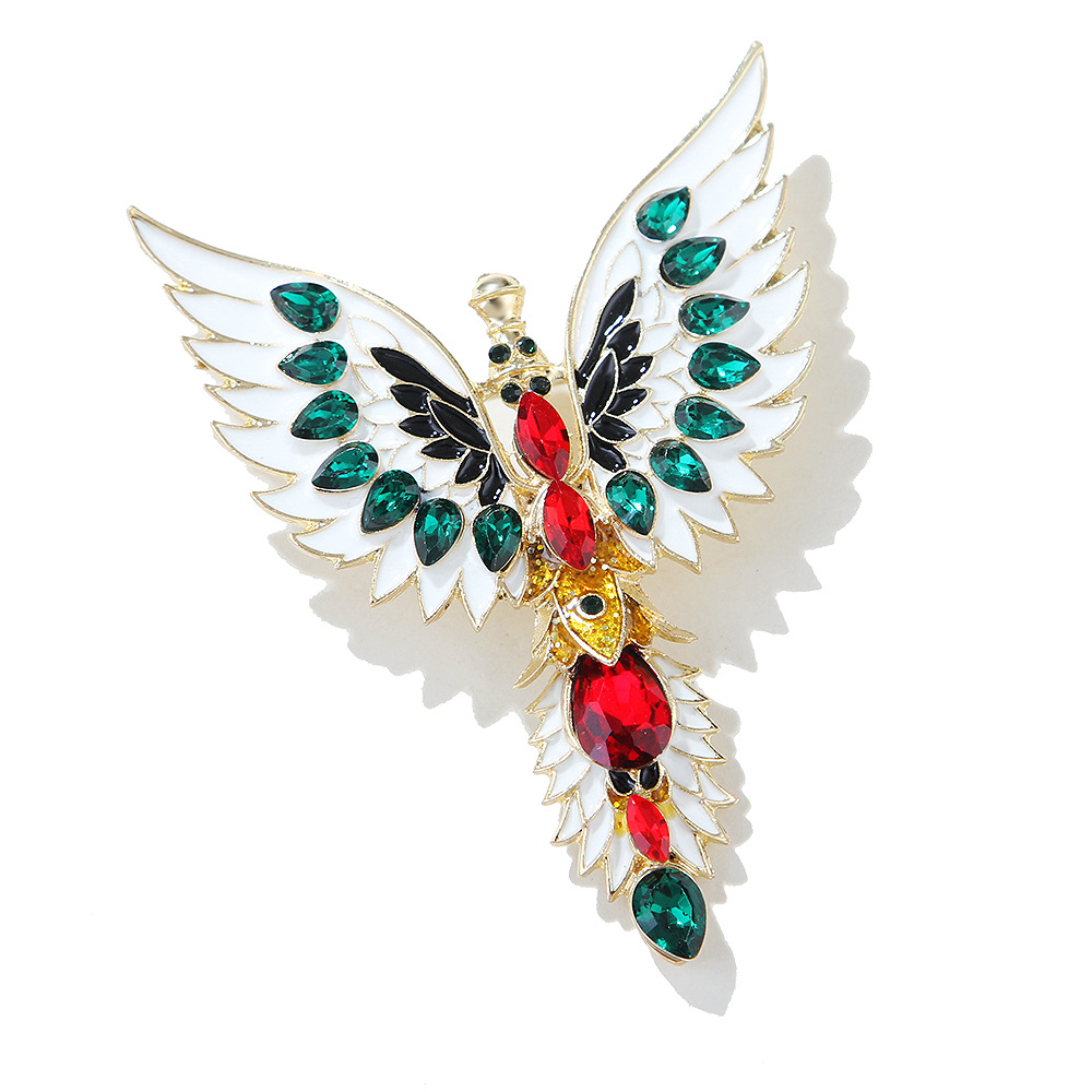 Lanhao Middle Ancient Vintage Retro Three-dimensional Heavy Industry Personalized Design Enamel Angel Wings Oil Drop Brooch