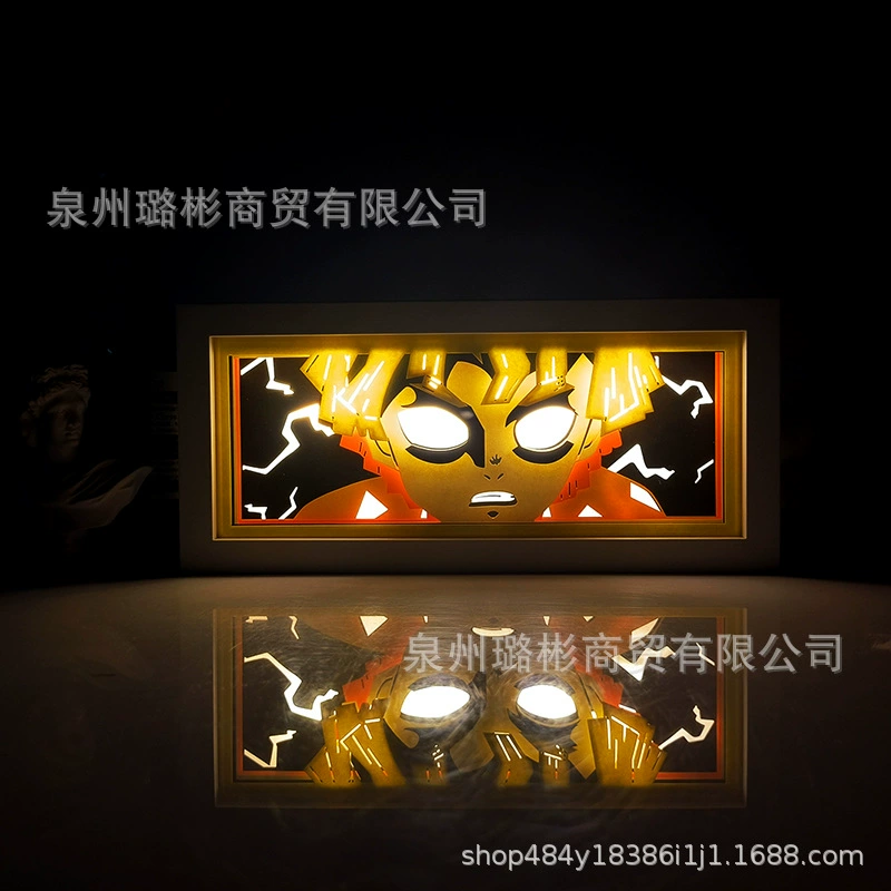 Бумажный резной светильник One Piece Luffy, деревянная рамка, настольный ночник, монохром/ RGB