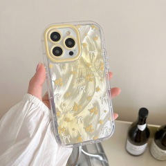 爽やかな小花柄のiPhoneケース、Apple 16 Pro Max、iPhone 15 Plus、羽根のような薄手の素材、14/13、女性向け、17 AIR対応