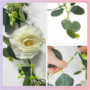 ✅ Cross-Border Eucalyptus Money Leaf Vine Fake Flower Rattan Winding Living Room Air Conditioning Water Pipe Blocking Decorative Planting