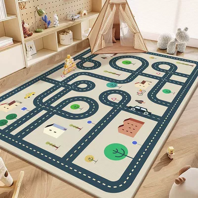 Avtomobil döşəmə paspasları: Hopscotch Checkered Carpet New Children's - urban-transportation-park-80120cmcrystal-velvet