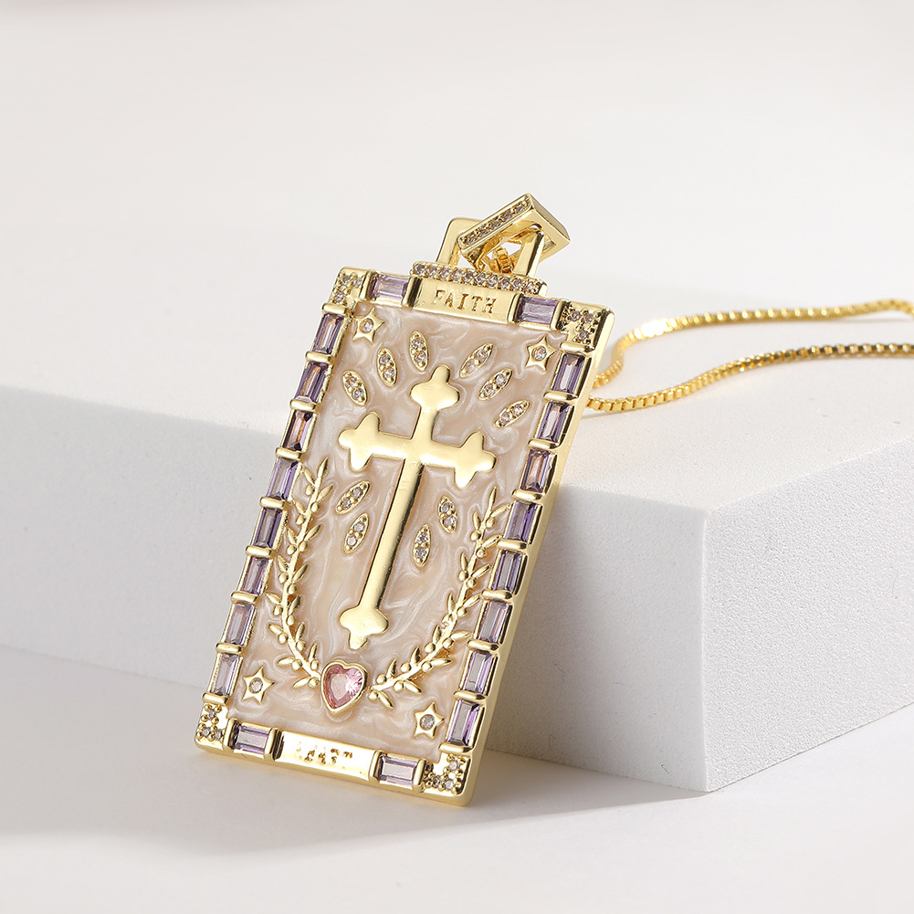 womenu0027s jewelry retro Tarot pendant angel cross carved copper necklace