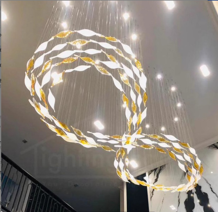 Lámpara de hotel a gran escala, araña de cristal personalizada, lámpara de cristal artesanal, lámpara de cristal en forma de pez, lámpara de Zhongshan, araña grande
