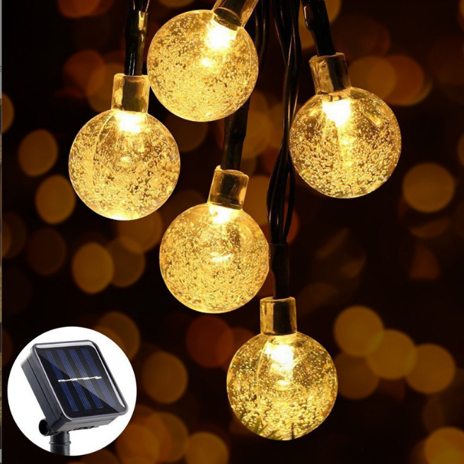 Linternas de estrellas transfronterizas estilo camping al aire libre cielo estrellado luces de ambiente al aire libre LED bola de burbuja solar cadena de luz al por mayor