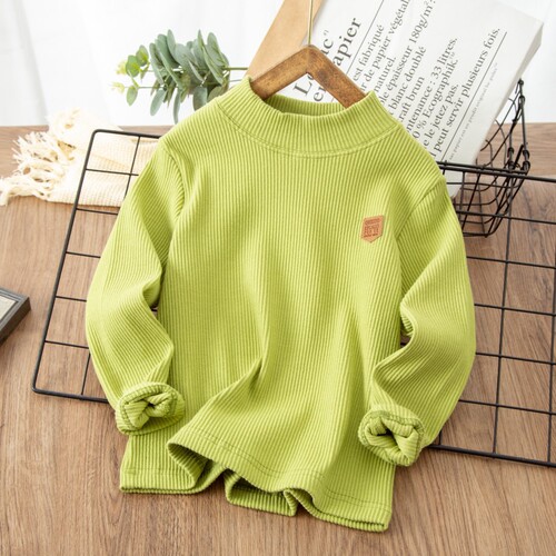 2025 Autumn/Winter Korean Style Knit Sweater for Boys and Girls, Children's Elastic Hoodie, Medium and Tall Collar Sweatshirt, Solid Color for Young Children