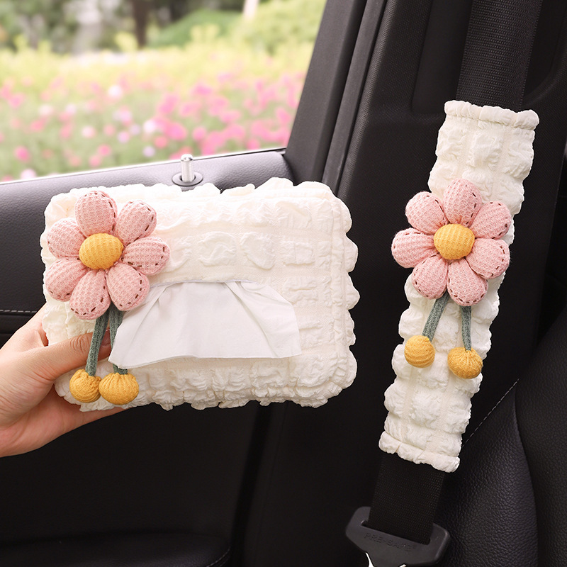 Caja de pañuelos para coche linda y sencilla caja de dibujo para coche colgante barandilla de almacenamiento de alta calidad suministros de decoración de coche