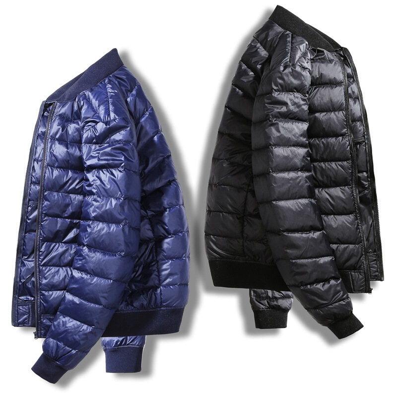 Autumn and Winter Down Jacket Men's Lightweight Youth Slim-fit White Duck Down Short Baseball Collar Portable Jacket Coat Men's Fashion