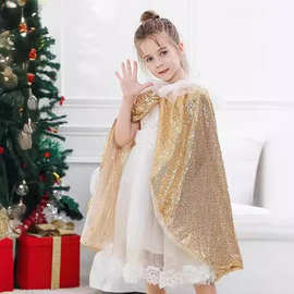 圣诞节短款披风领口双层网纱系带派对聚会斗篷欧美风外贸一件代发