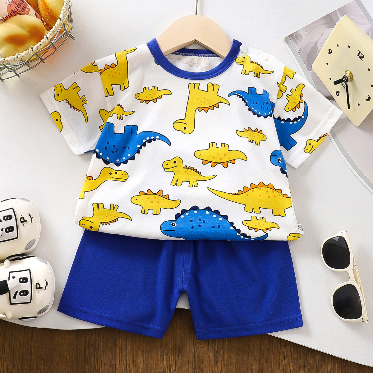Traje de manga corta para niños, verano de algodón puro, nuevo estilo, pantalones cortos para niños coreanos, ropa fina para niños, verano para niñas