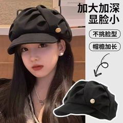 云朵帽子女秋冬季韩版复古大头围网红日系显脸小八角帽云朵帽