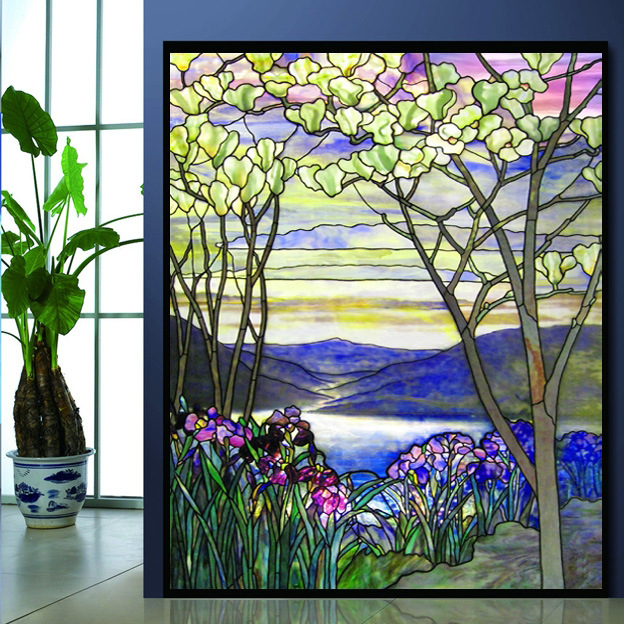 厂家定制教堂彩色内雕玻璃发光3D雕刻玻璃板屏风隔断室内餐厅玻璃