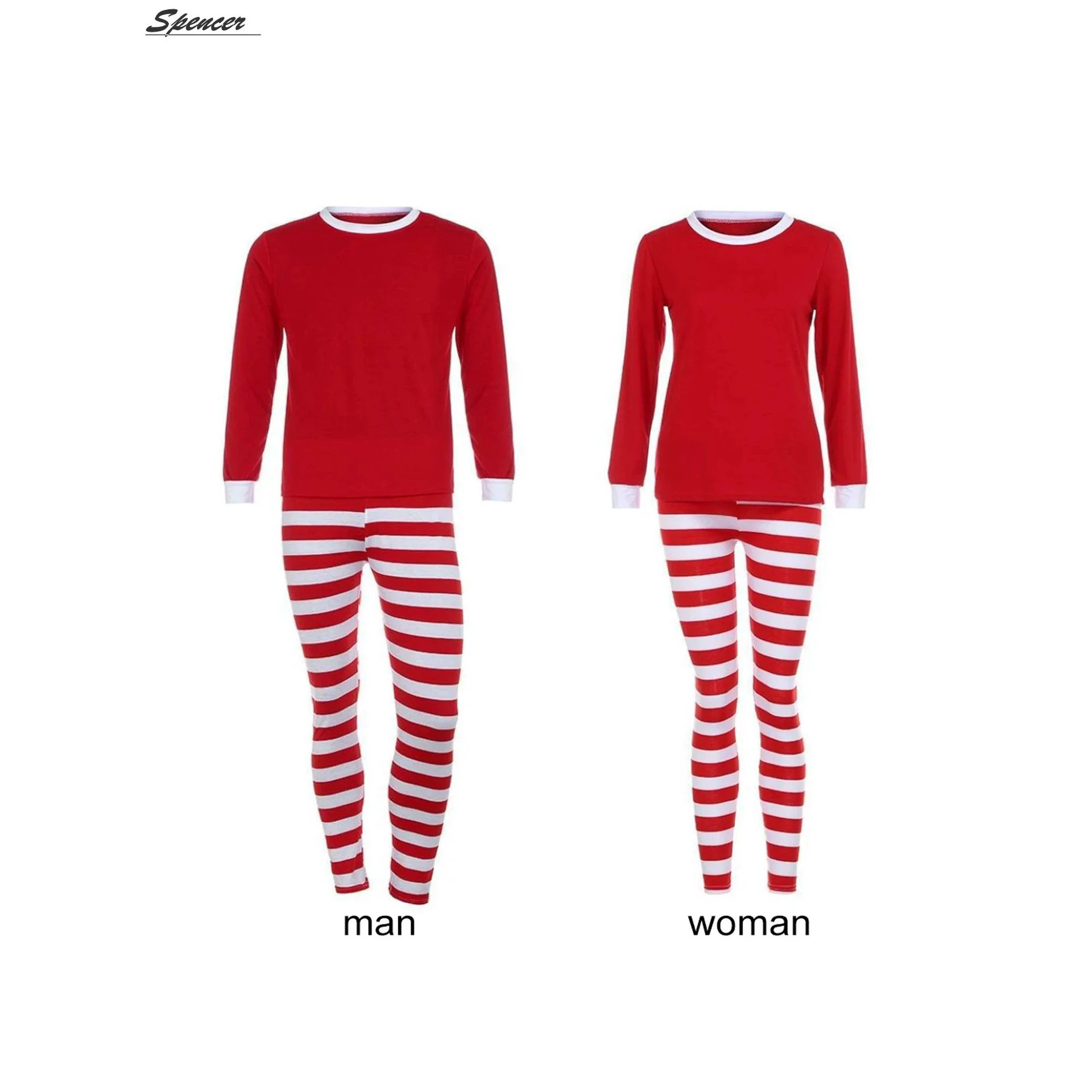 Christmas family pajama set, European style, matching parent‑child striped sleepwear