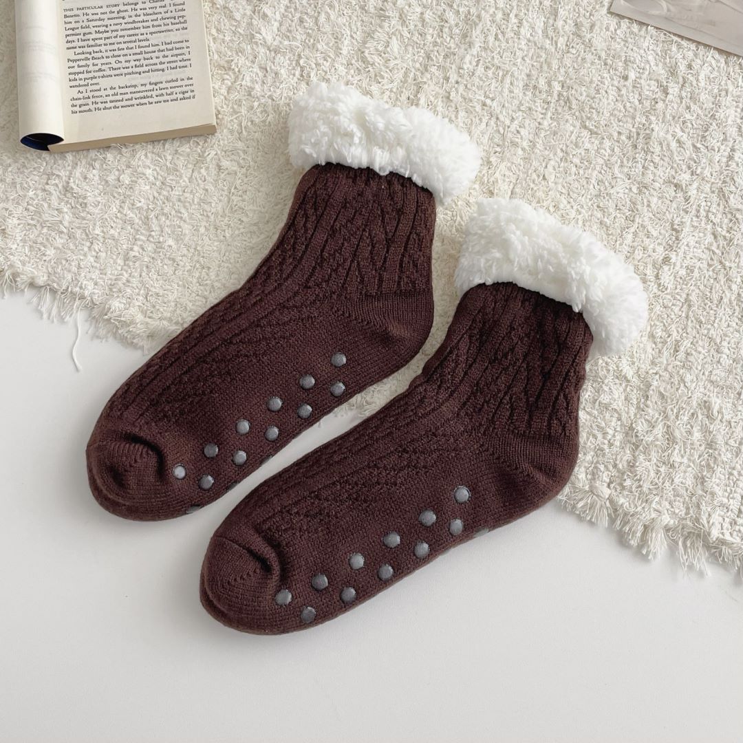 Velvet keep warm knee socks, mid-length