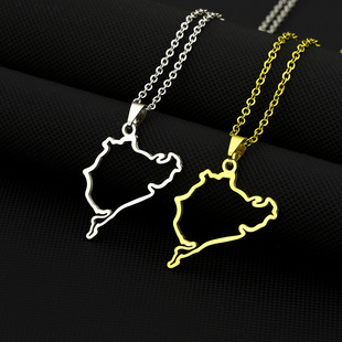 Cross-border hot-selling accessories new stainless steel German car style racing road Nürburgring pendant necklace jewelry