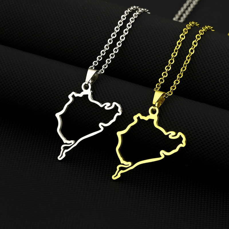 Cross-border hot-selling accessories new stainless steel German car styling racing road newborgreen pendant necklace jewelry