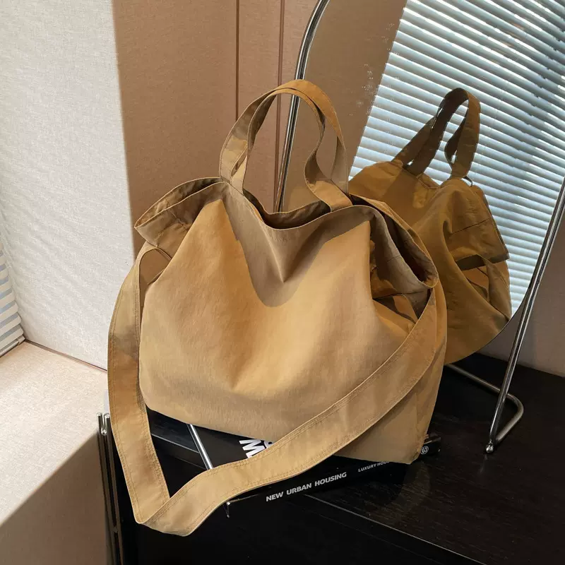 纯色简约大容量斜挎包跨境新款时尚通勤手提布包学生潮搭单肩女包