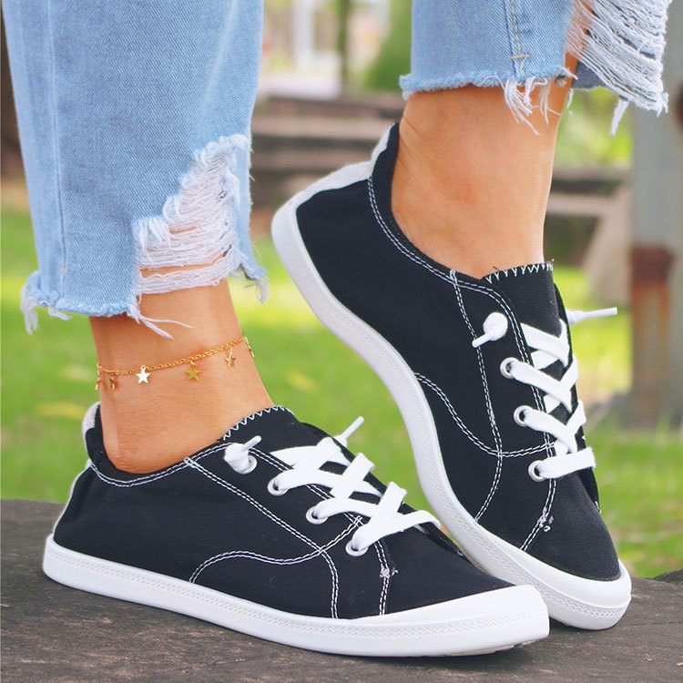 Ebay New Spot Canvas Series Memory Cotton Insole Comfortable Flat Slip-on Injection Molding Low-top Casual Women's Shoes