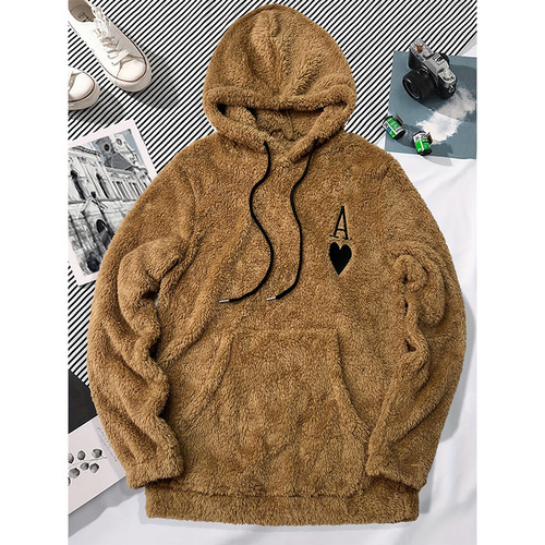 【Anti-glitch Processing】Fleece Hooded Embroidered Sweatshirt with Thick Hooded Sweatshirt Winter Fashion Trend Men's Clothing-H277