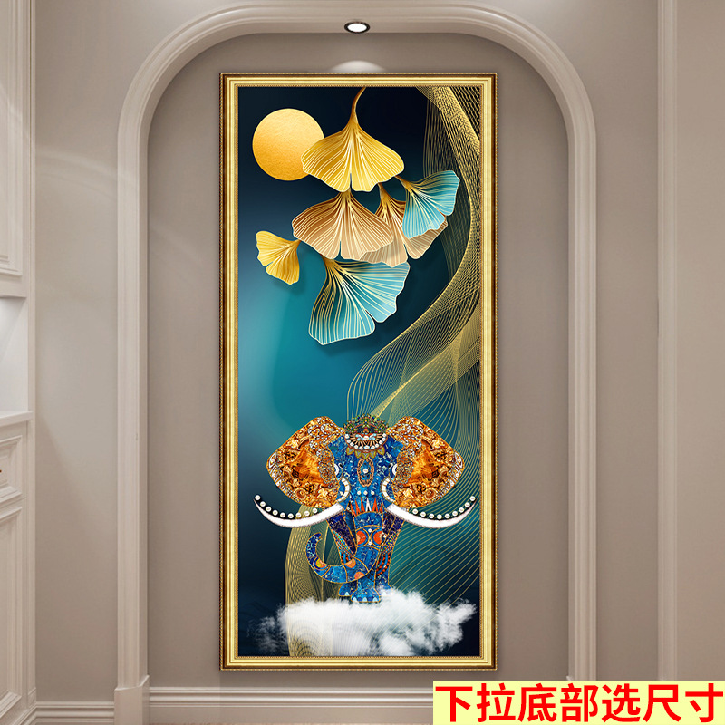 Mural autoadhesivo Pintura de vestíbulo sin marco estilo chino sala de estar entrada pegatinas pasillo vertical fondo fondo de papel pintado