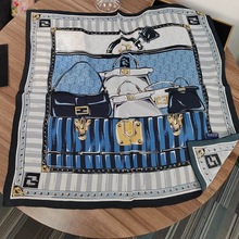 韩版春秋季大牌感真丝70cm方巾女百搭优雅桑蚕丝丝巾护颈领巾围巾