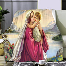 厂家直供3D印花法兰绒毯加厚双层毯空调毯婴儿可定图案圣母